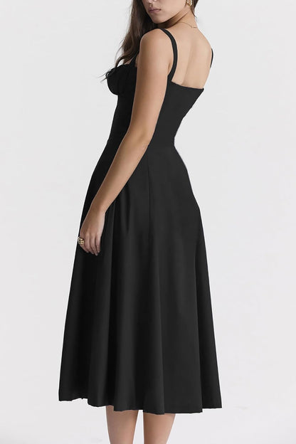 Fragmented Long A-line Slim Fit Split Hollow Open Back Suspended Dress