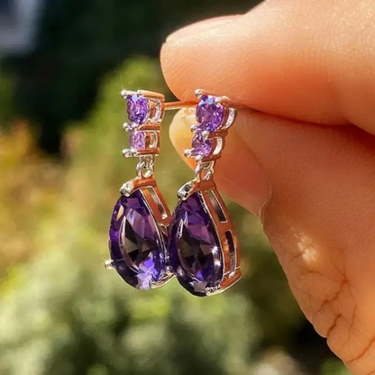 Exquisite Waterdrop Amethyst Drop Earrings