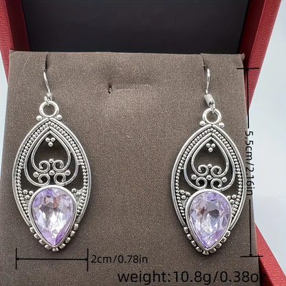 Handmade Amethyst Design Dangle Earrings