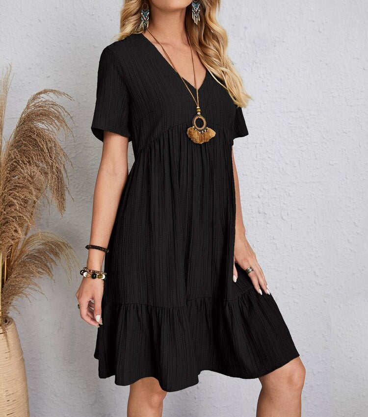 Short Sleeve Waist Dress