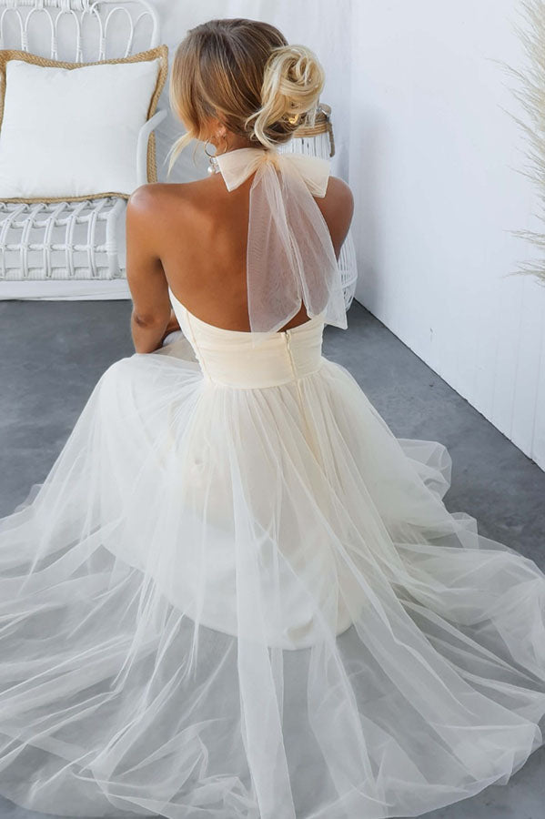 Fairy Vibes - Robe longue dos nu en tulle froncée