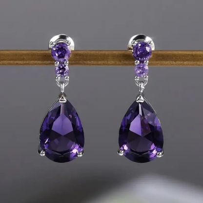 Exquisite Waterdrop Amethyst Drop Earrings