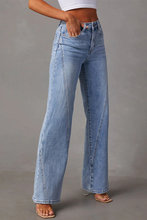 Rosiedress Tidlös Distressed Straight Leg Splice Jeans