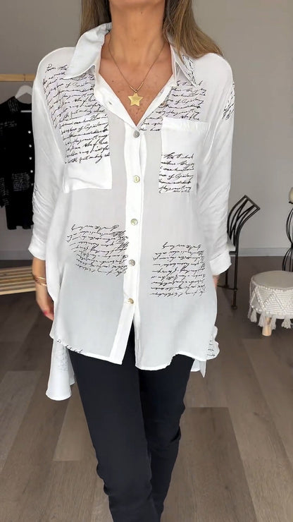 2024 New Hot Sale 💖 Letter Print Fashion Lapel Shirt