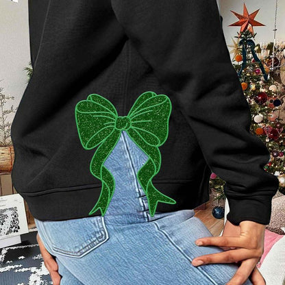 Feeling Extra Grinchy Today Christmas Side Bow Glitter Sweatshirt