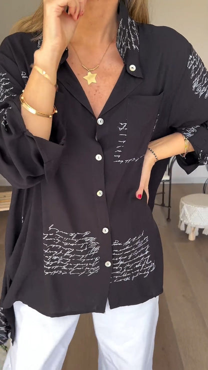 2024 New Hot Sale 💖 Letter Print Fashion Lapel Shirt