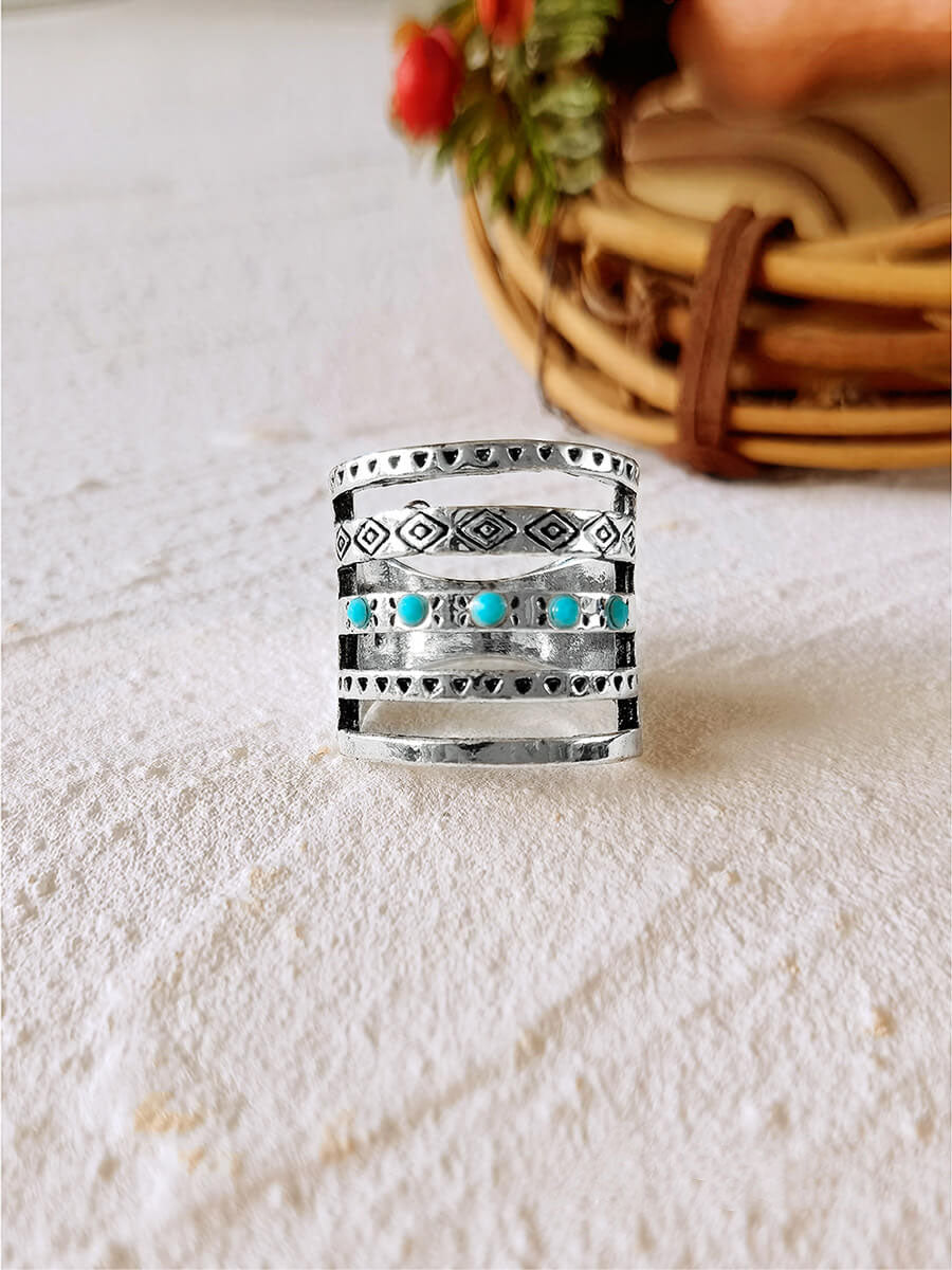 Boho Rings - Southwestern Style Engraved Turquoise