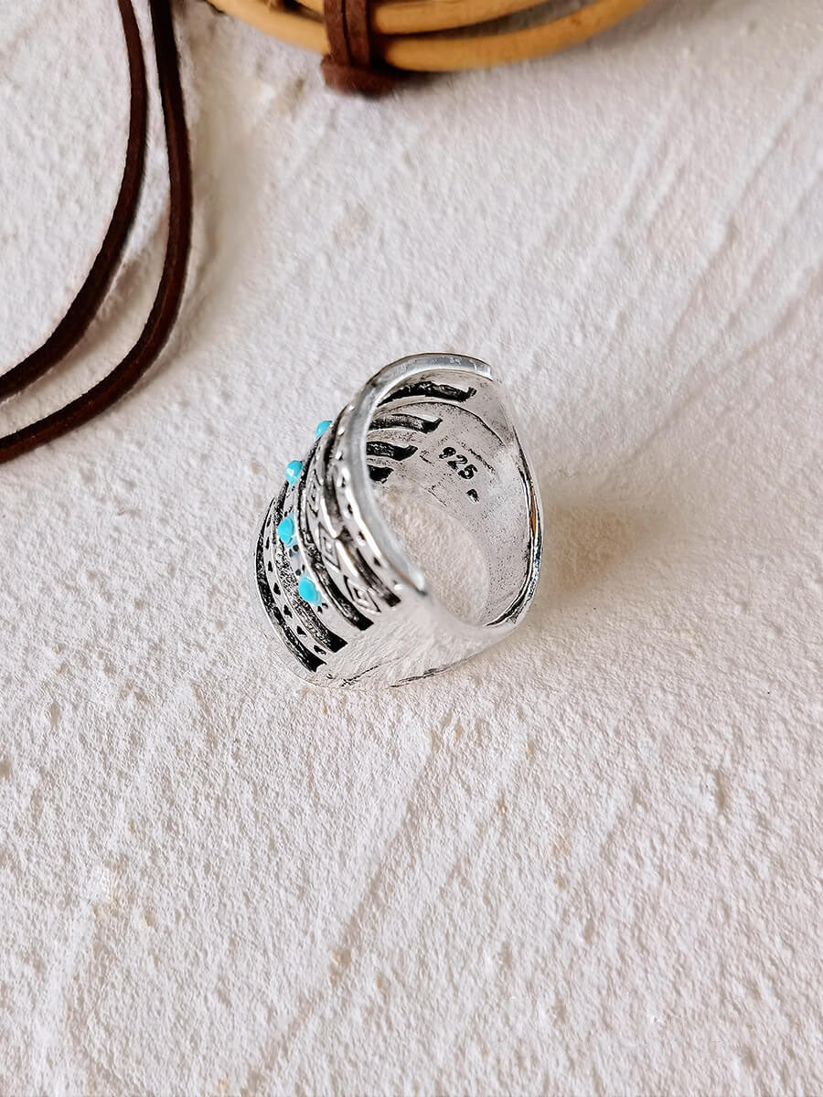 Anillos Boho - Turquesa Grabada Estilo Suroeste