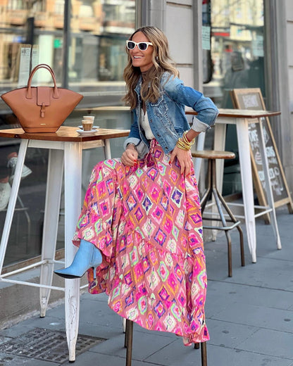 Φούστα Fantasy Peony Floral Boho Maxi