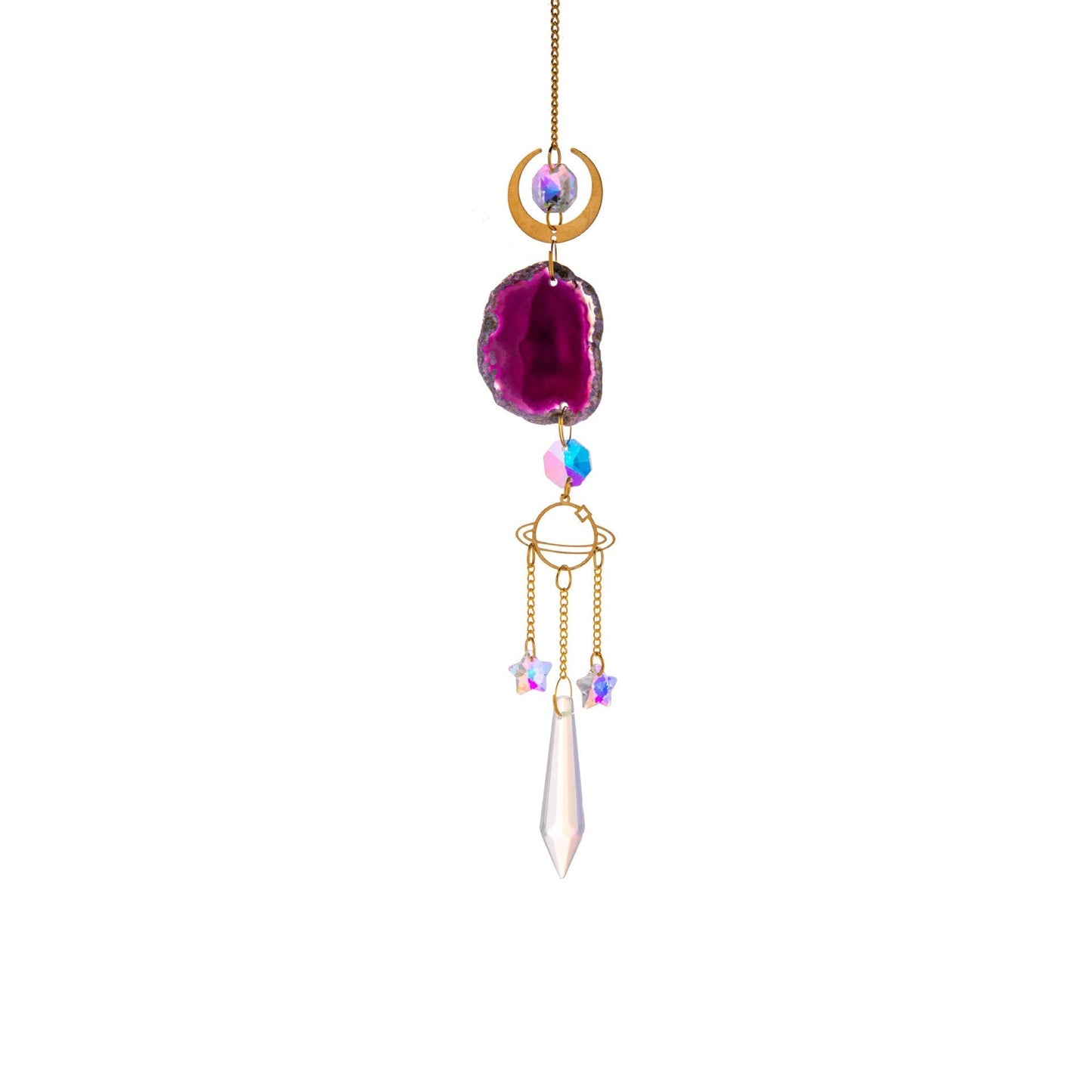 Crystal Agate Råsten Suspension Bil Prism Ball Pendant