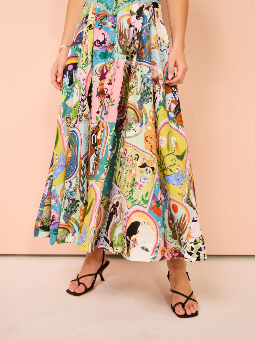 Vestido midi casual con estampado de graffiti Evergreen