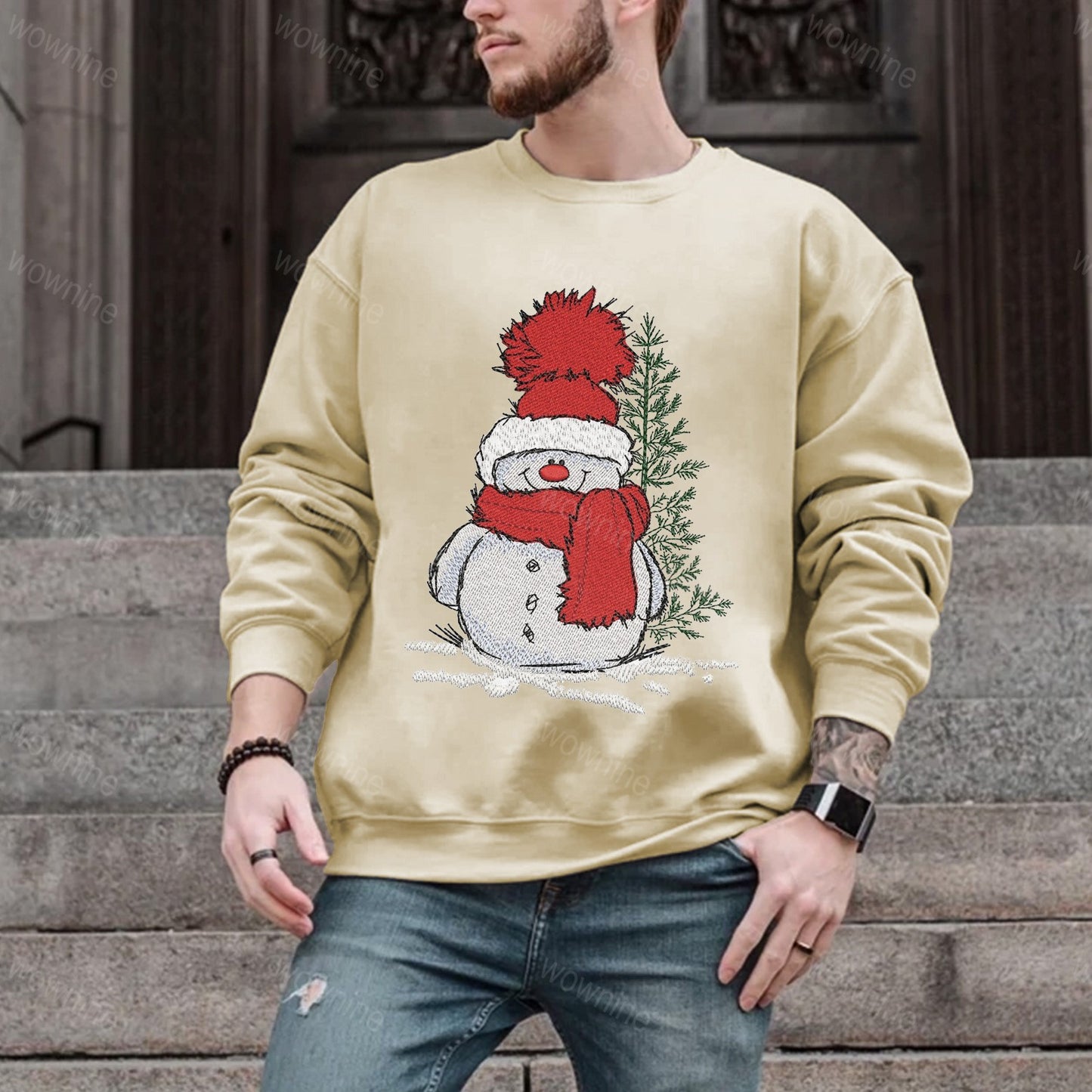 Snowman Christmas Embroidered Sweatshirt