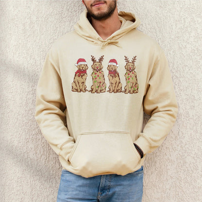 Sudadera bordada con familia de perros navideños