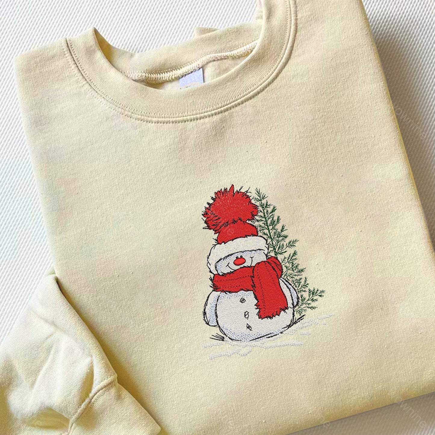 Snowman Christmas Embroidered Sweatshirt