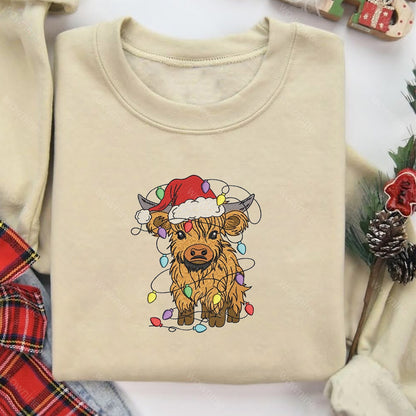 Feliz Navidad Ciervo Retro Navidad Sudadera Bordada