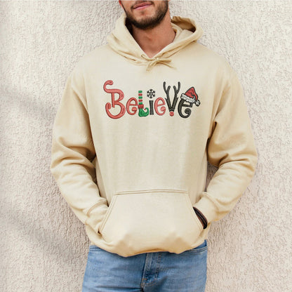 Χριστουγεννιάτικο Κεντημένο Φούτερ Believe Santa Crewneck 