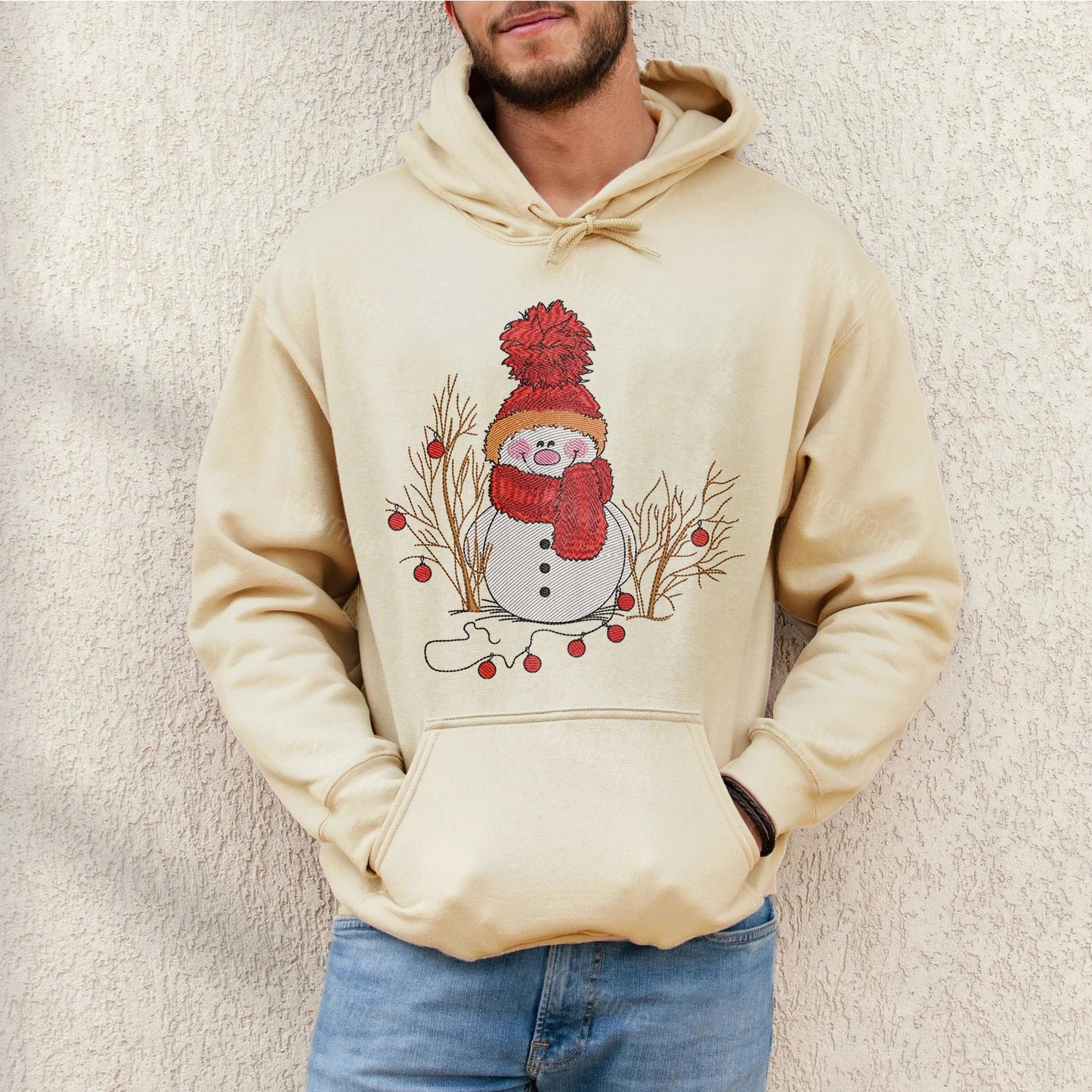 Christmas Snowman Embroidered Sweatshirt