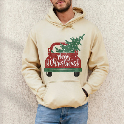 Sweat-shirt brodé de voiture joyeux Noël