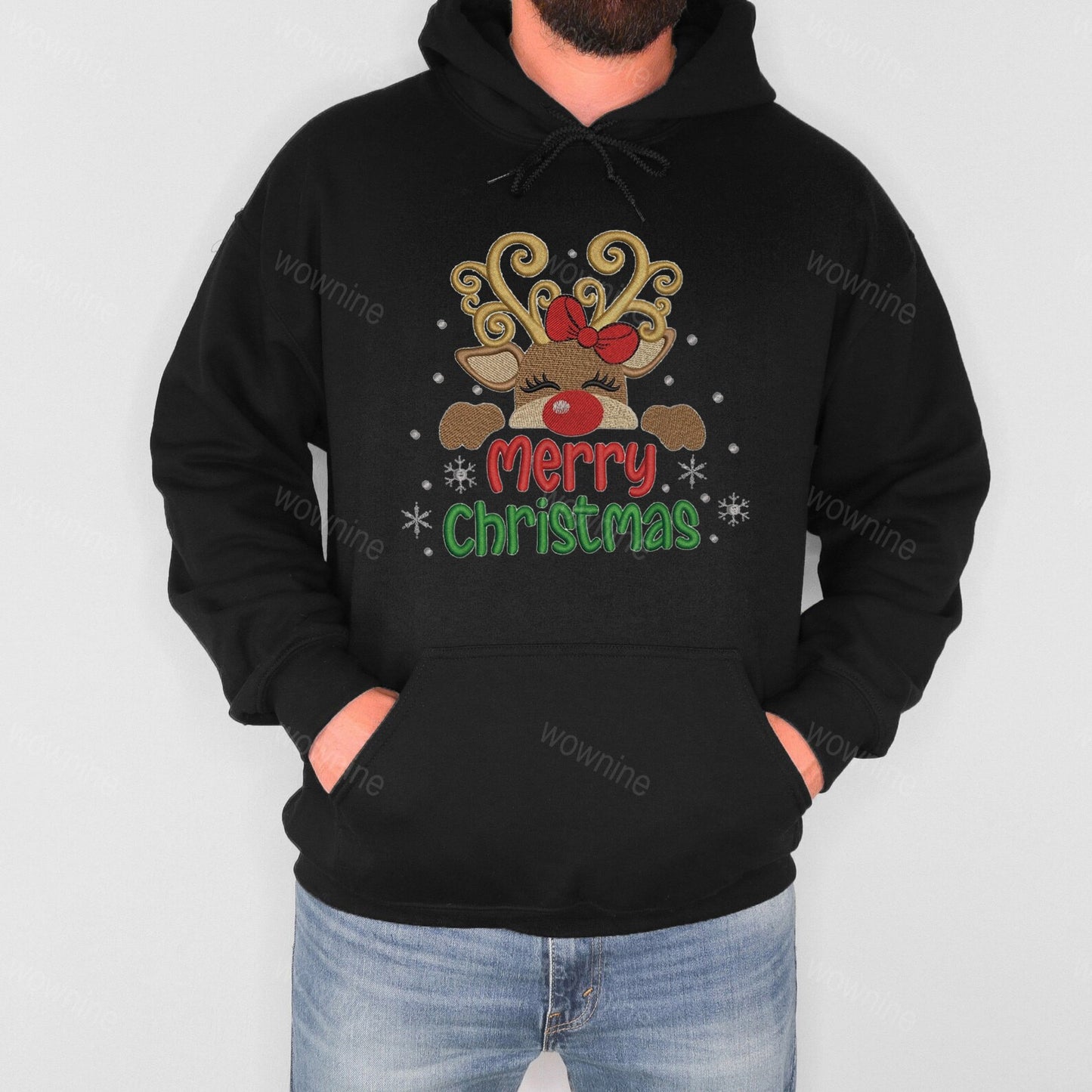 Vintage Christmas doodles broderet sweatshirt