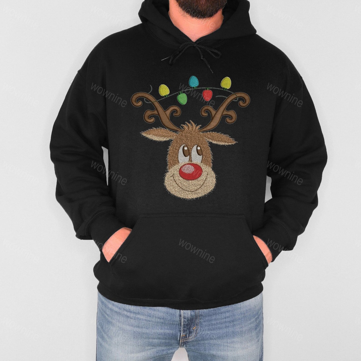 Weihnachts-Hirsch-besticktes Sweatshirt