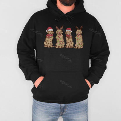 Sudadera bordada con familia de perros navideños