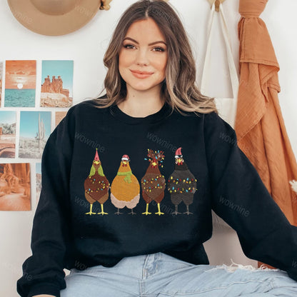 Embroidered Christmas Chicken Sweatshirt