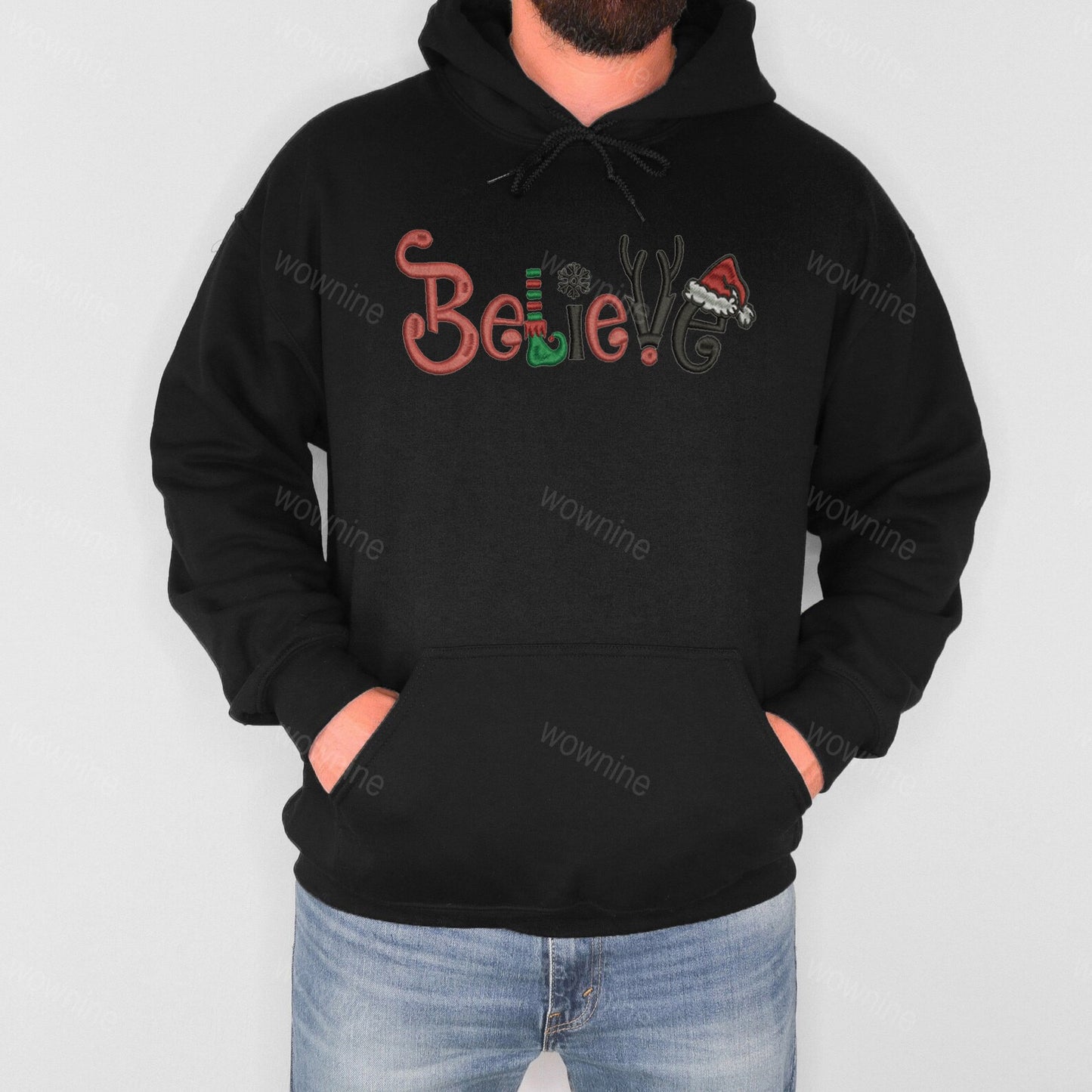 Χριστουγεννιάτικο Κεντημένο Φούτερ Believe Santa Crewneck 