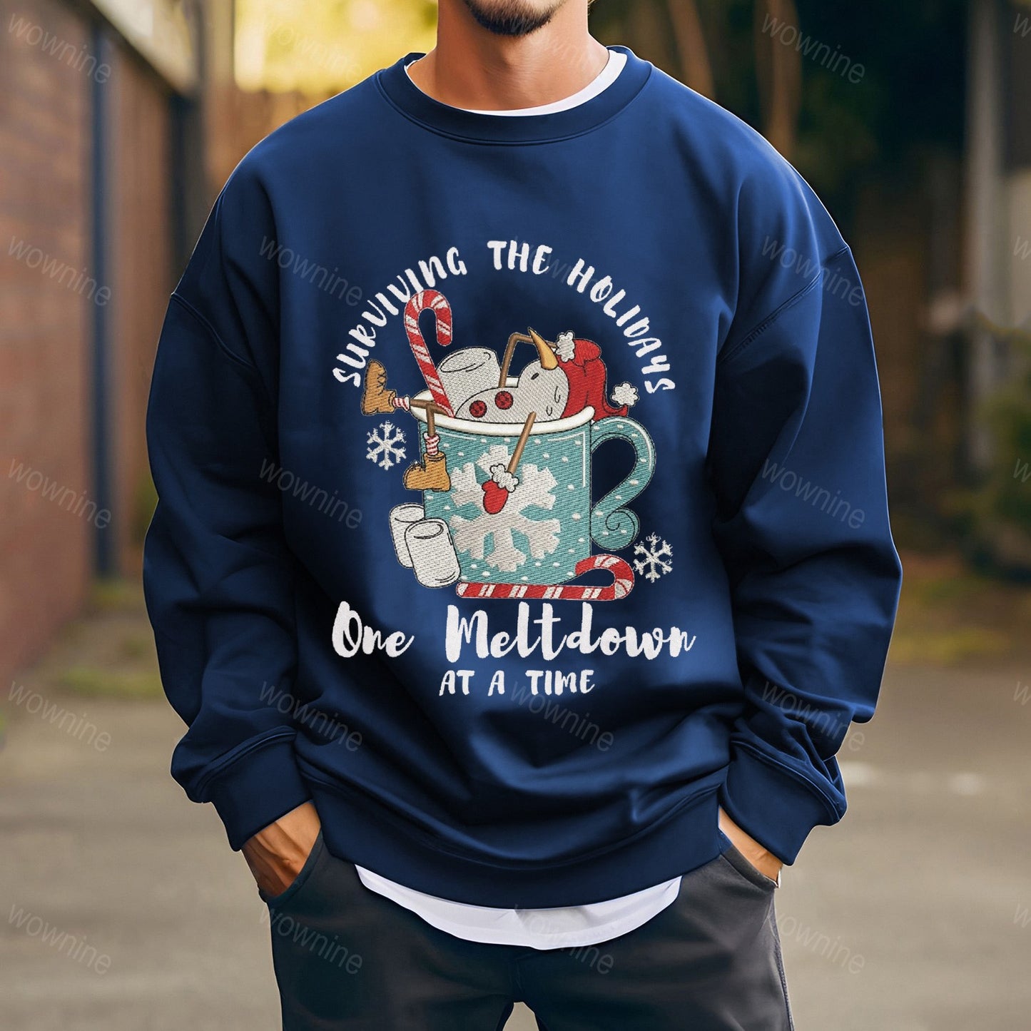 Christmas Snowmen Cup Embroidered Sweatshirt