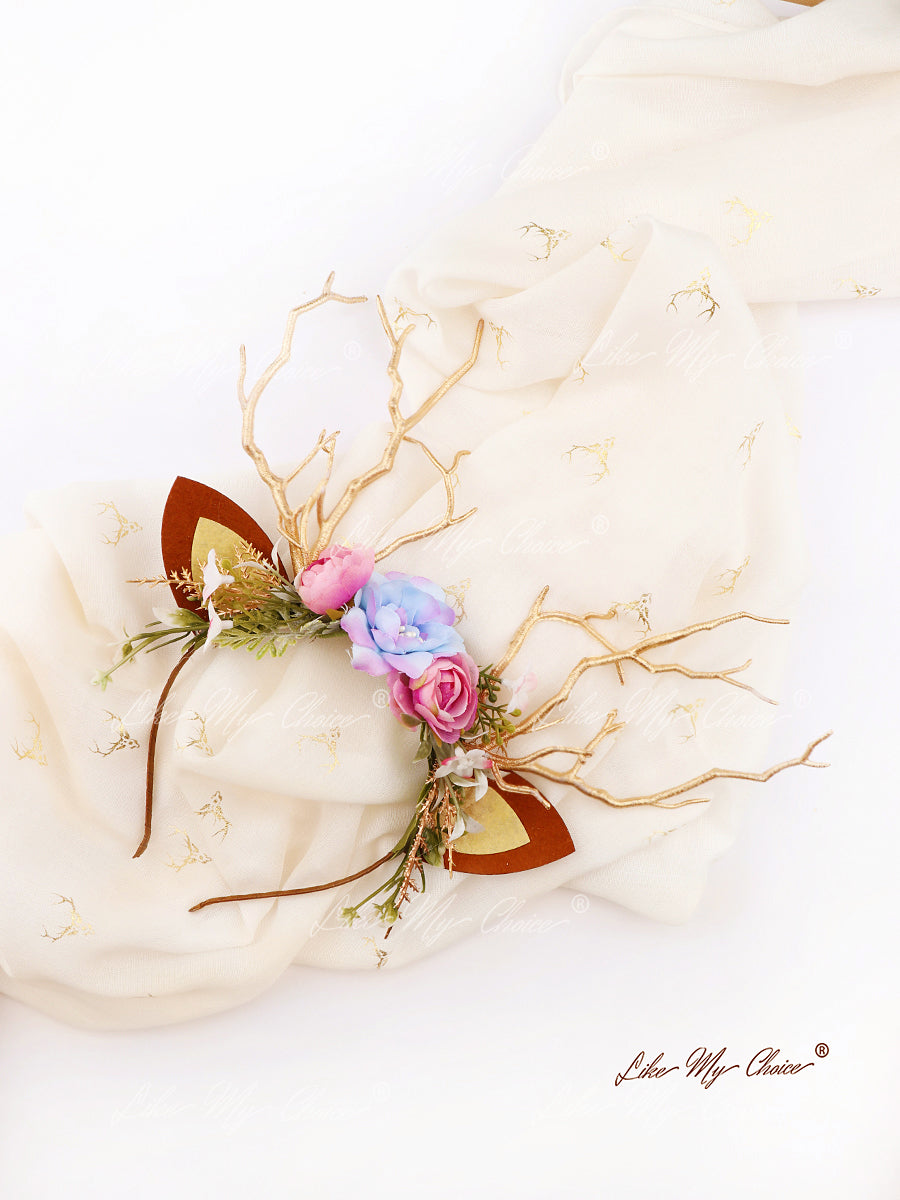 Flower Beauty and the Beast Christmas Reindeer Headband | LikeMyChoice®