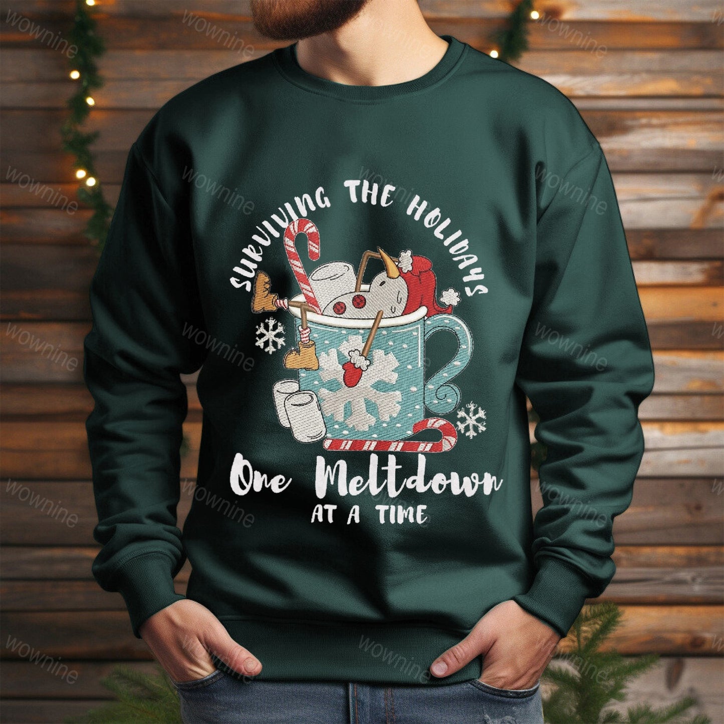 Christmas Snowmen Cup Embroidered Sweatshirt