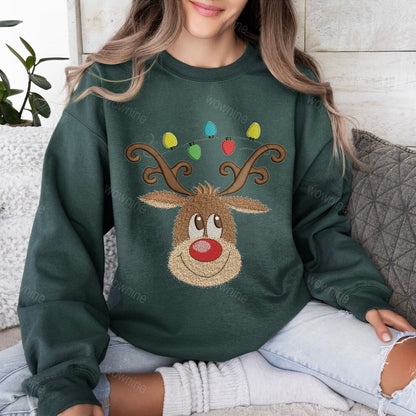 Weihnachts-Hirsch-besticktes Sweatshirt