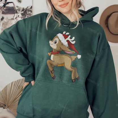 Merry Christmas Deer Embroidered Sweatshirt