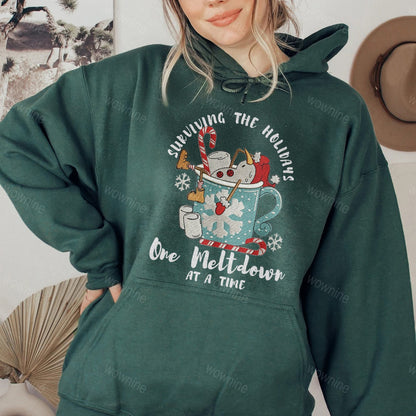 Christmas Snowmen Cup Embroidered Sweatshirt