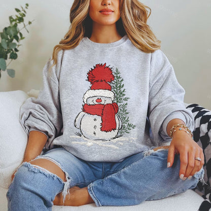 Snowman Christmas Embroidered Sweatshirt