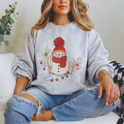 Christmas Snowman Embroidered Sweatshirt