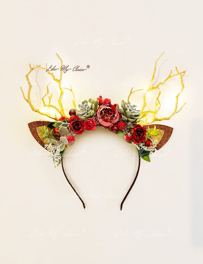 Rose Antler Christmas Reindeer Headband | LikeMyChoice