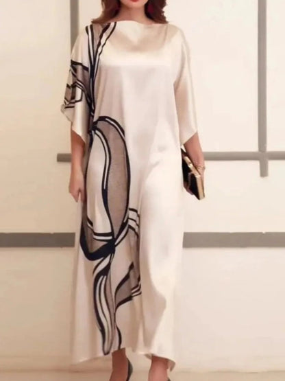 Elegance Swirl – Von abstrakter Kunst inspirierter Seidenkaftan