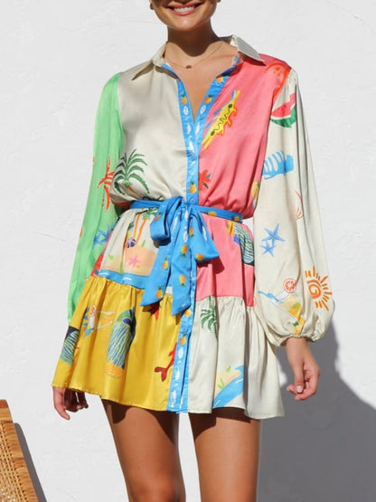 Mini-robe imprimée multicolore