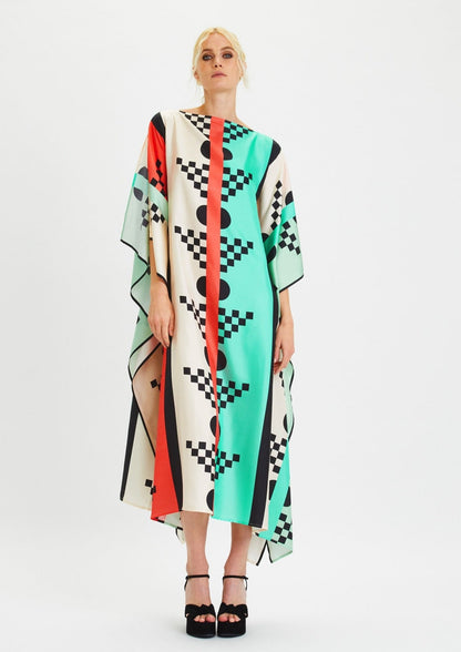 Couture-Kaftan aus kobaltblauem Canvas