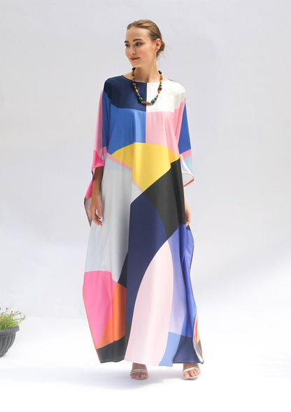 Caftan en satin multicolore