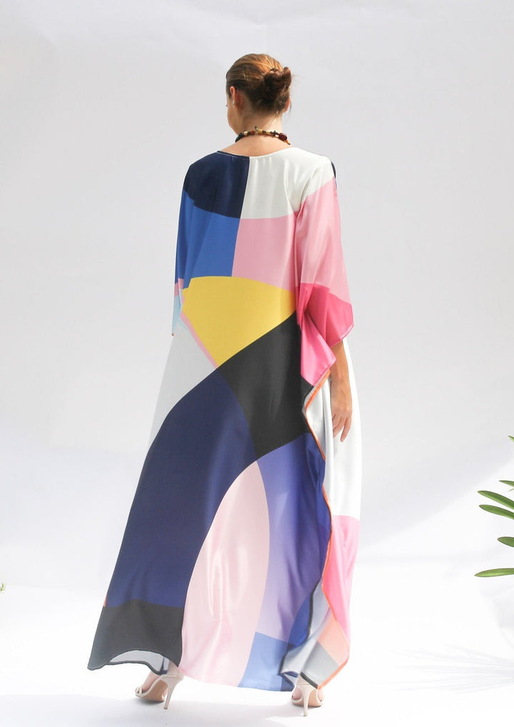 Caftan en satin multicolore