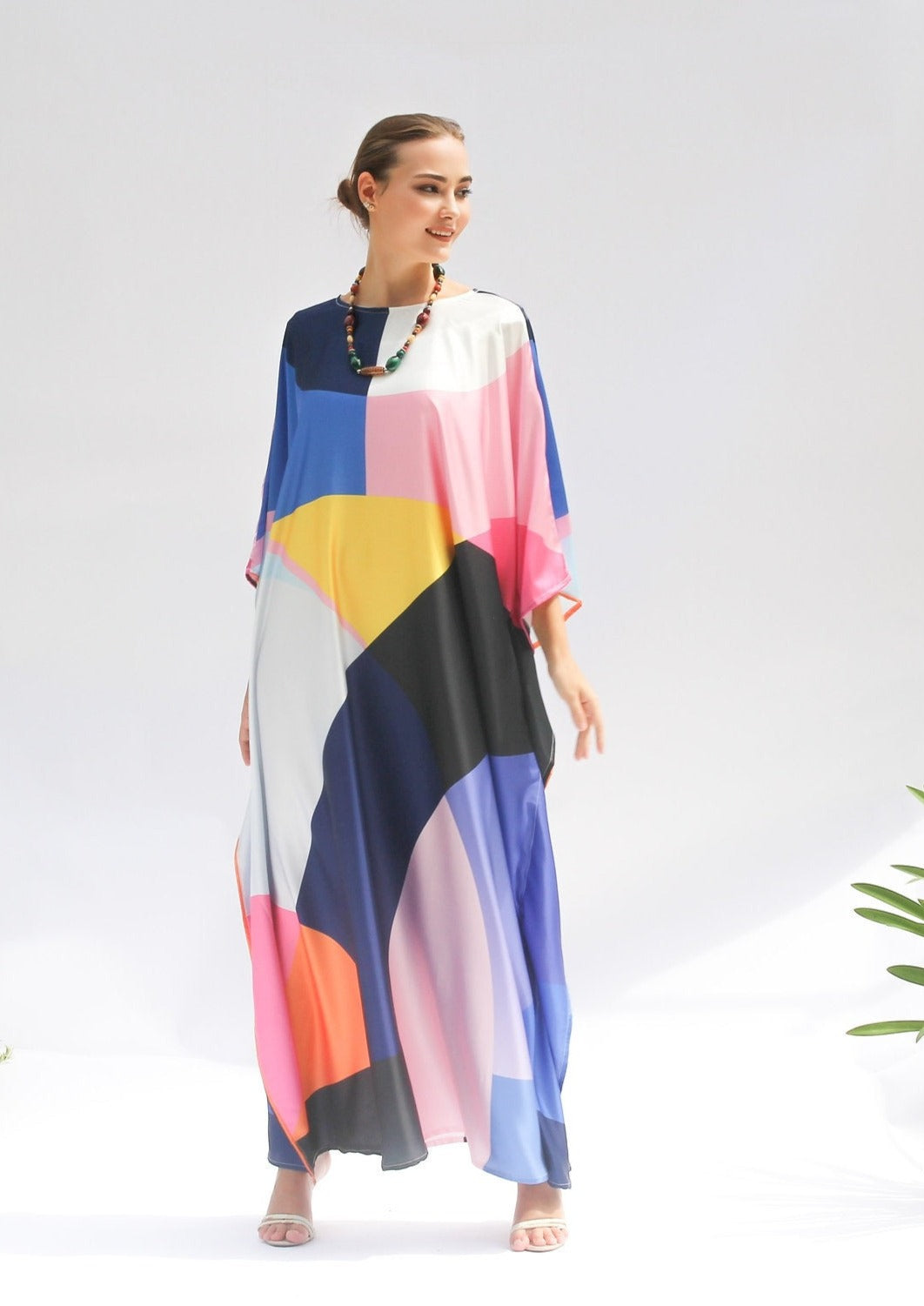 Varicolored Satin Kaftan