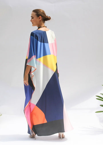 Varicolored Satin Kaftan