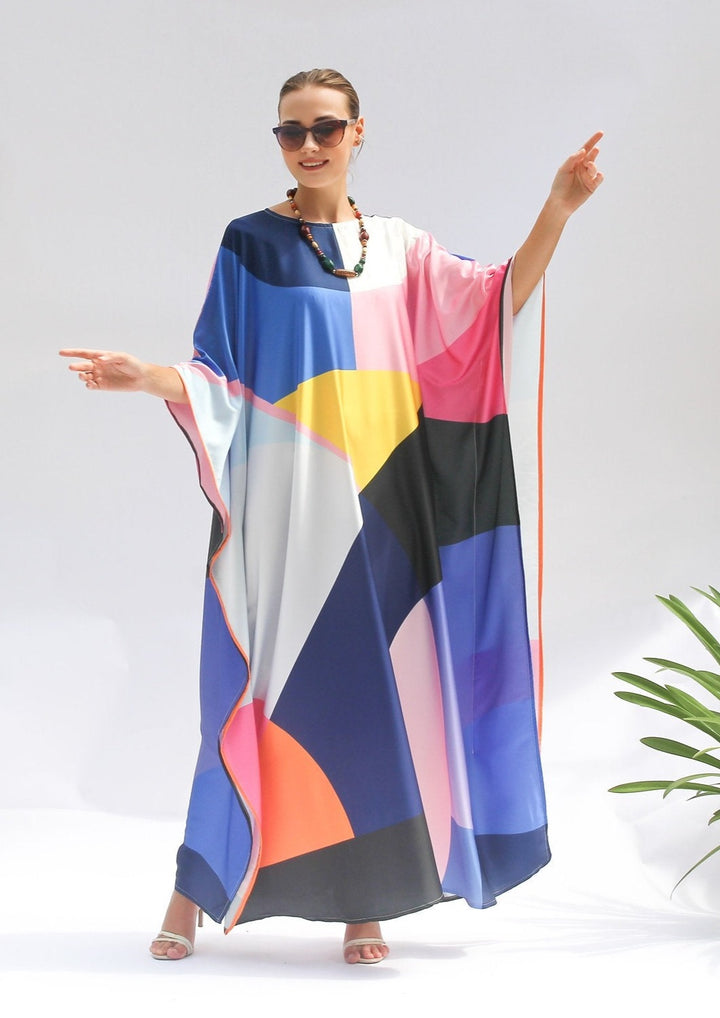 Caftan en satin multicolore