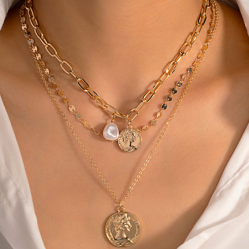 Tassel Boho Necklace - Pearl & Coin Pendant