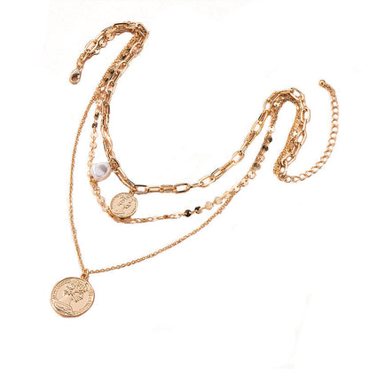 Collar Boho con Borlas - Colgante de Perlas y Monedas