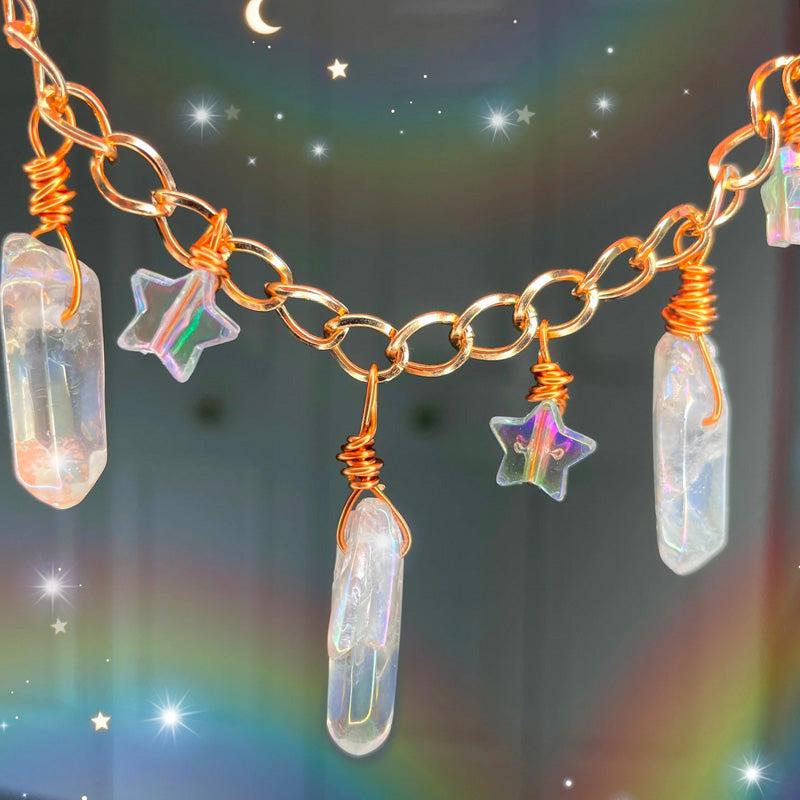 Κολιέ Boho Choker με μανιτάρια & Star Crystal