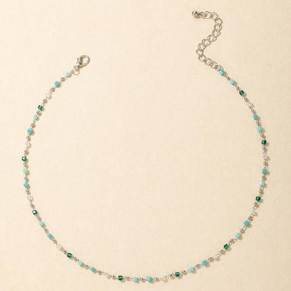 Collier Boho Turquoise - Tour de cou de perles perlées faites à la main