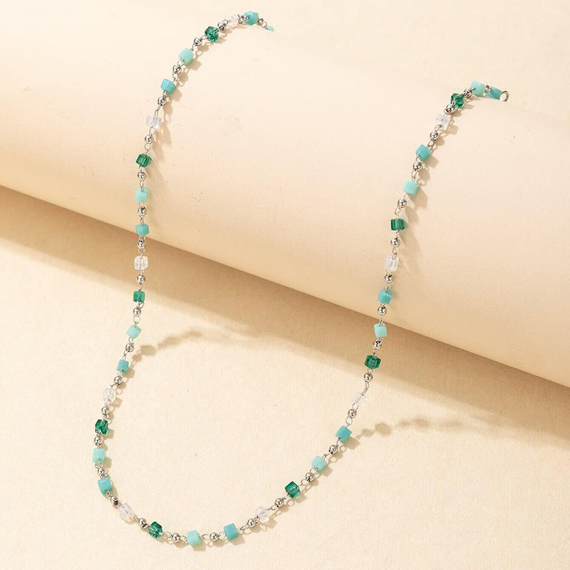 Collier Boho Turquoise - Tour de cou de perles perlées faites à la main