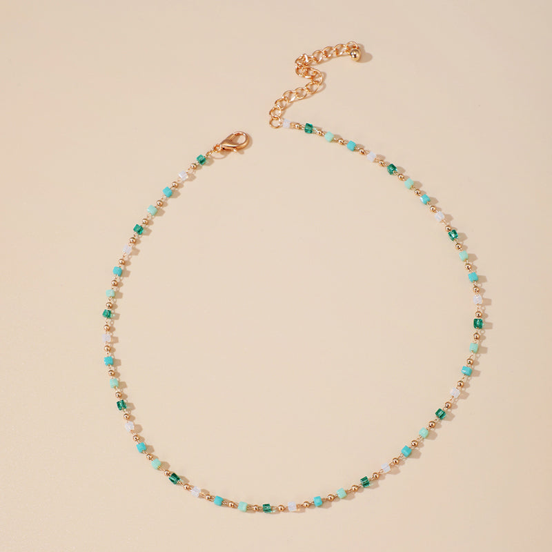 Turquoise Boho karoliai - rankų darbo karoliukų kuprinė